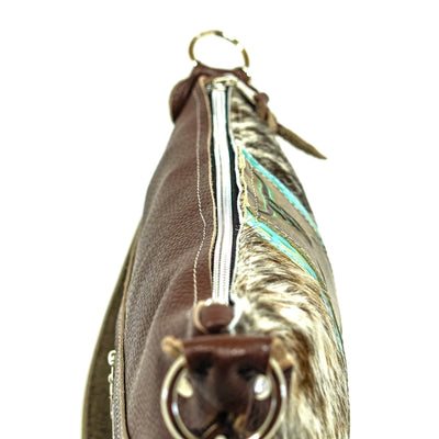 Wynonna - Chocolate & White w/ Patina Skulls-Wynonna-Western-Cowhide-Bags-Handmade-Products-Gifts-Dancing Cactus Designs