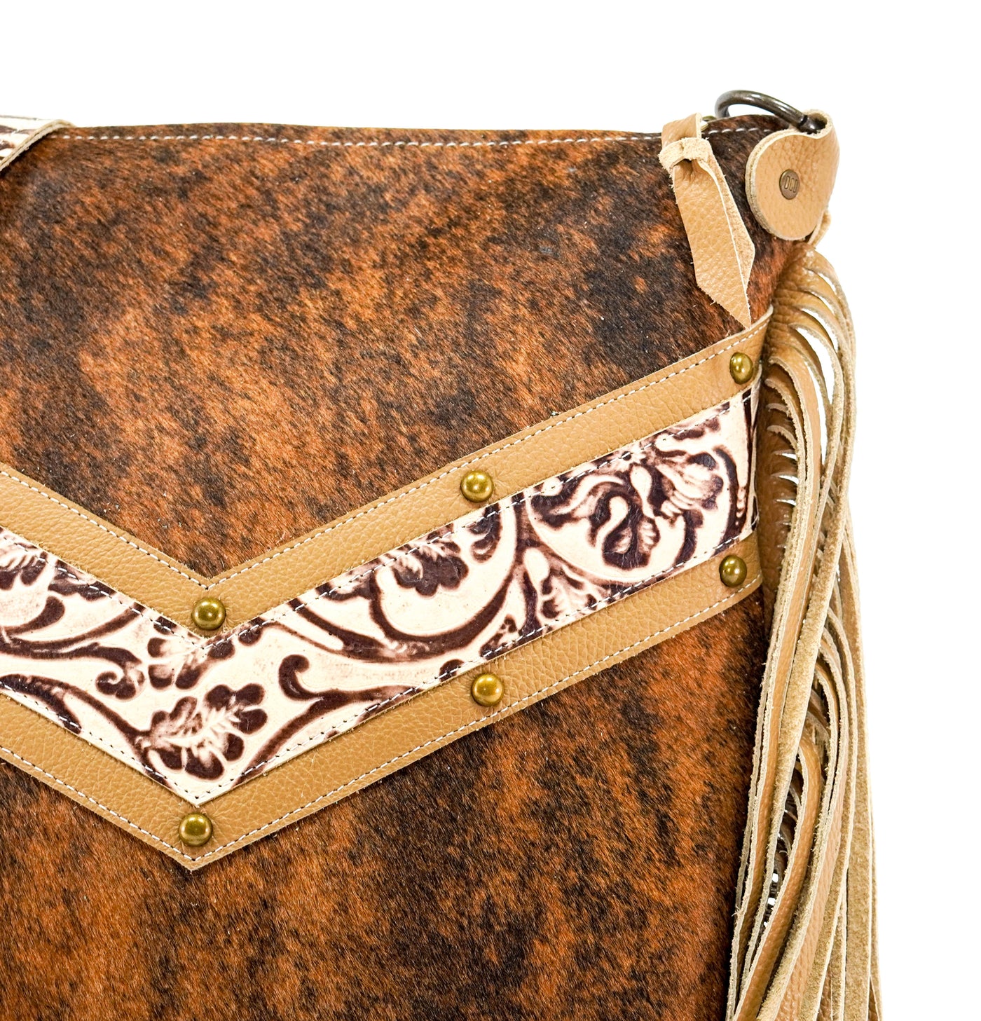 Wynonna - Red Brindle w/ Ivory tool-Wynonna-Western-Cowhide-Bags-Handmade-Products-Gifts-Dancing Cactus Designs