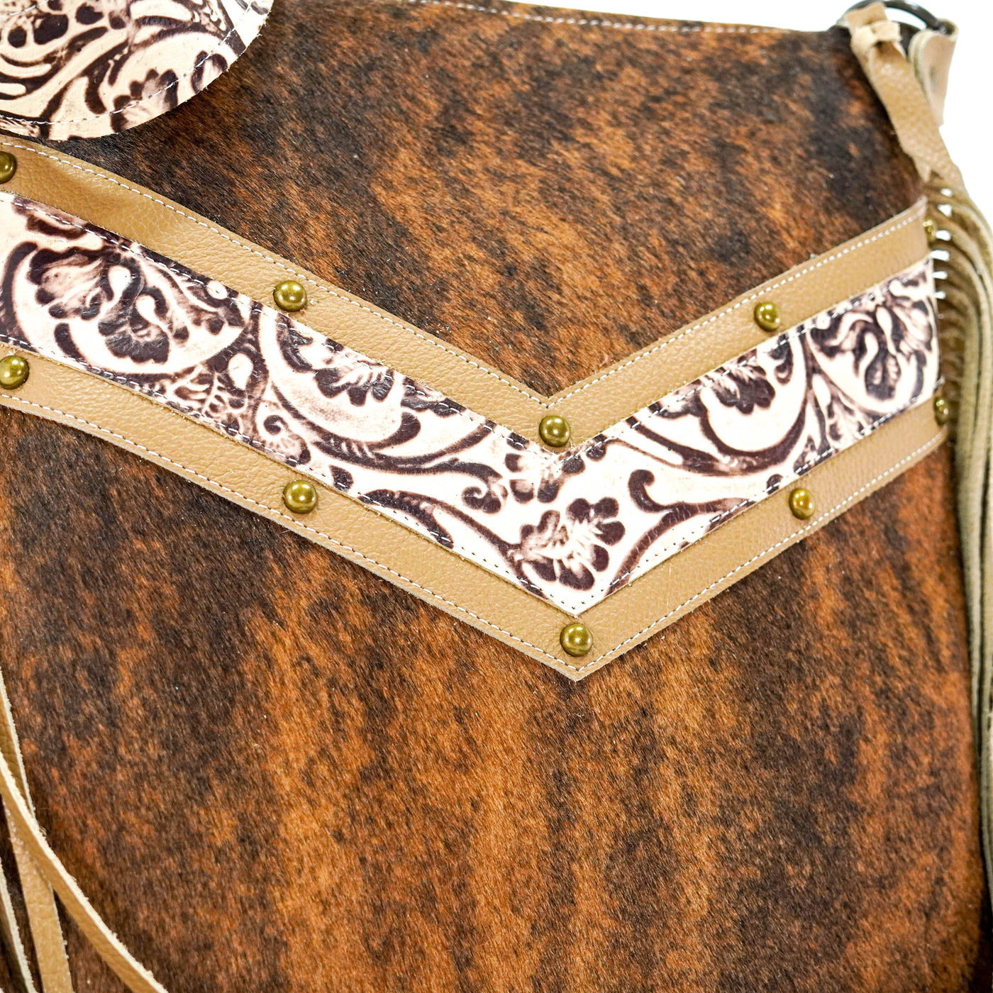 Wynonna - Red Brindle w/ Ivory tool-Wynonna-Western-Cowhide-Bags-Handmade-Products-Gifts-Dancing Cactus Designs