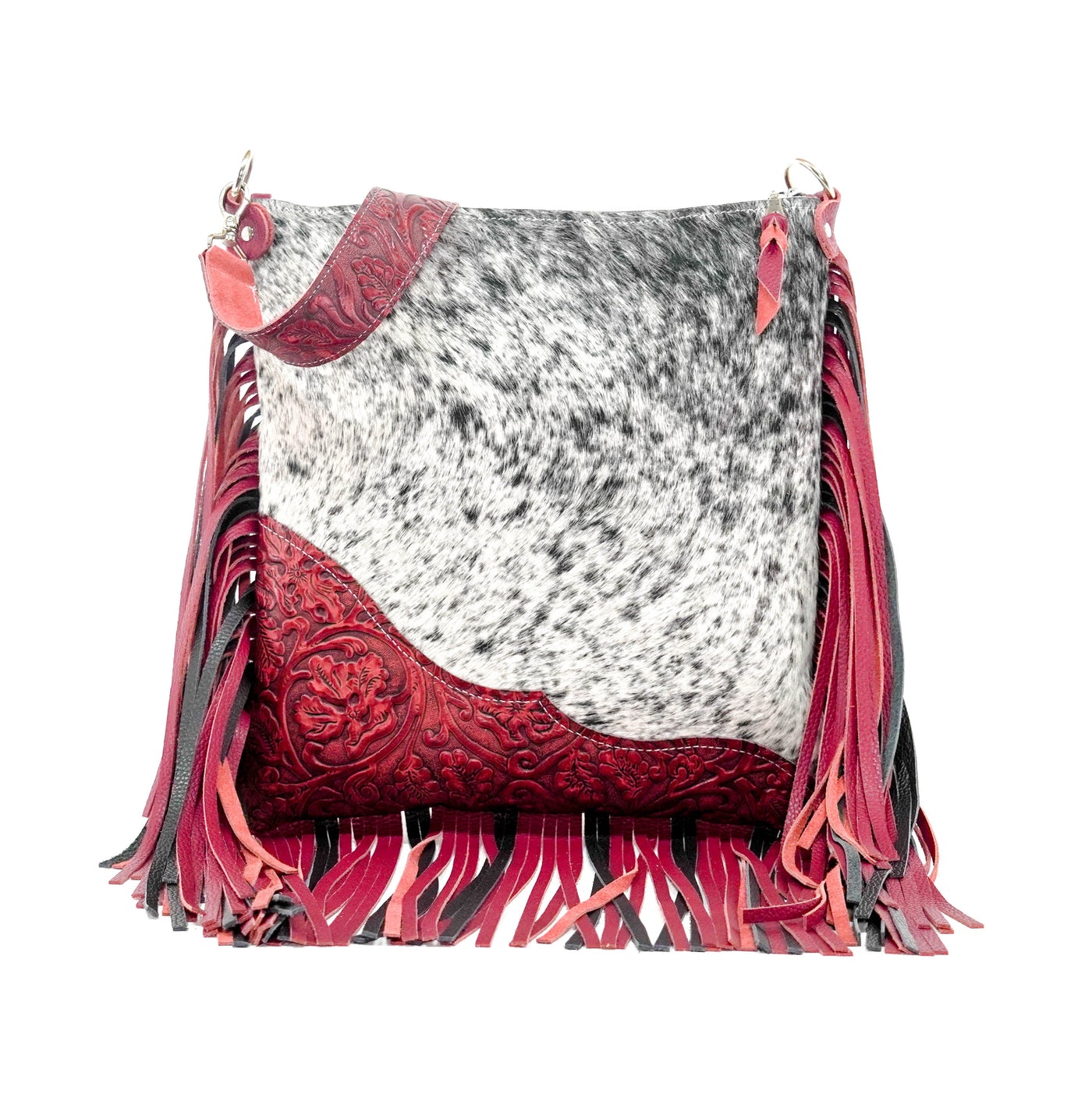 Wynonna - Salt/Pepper w/ Red Tool-Wynonna-Western-Cowhide-Bags-Handmade-Products-Gifts-Dancing Cactus Designs
