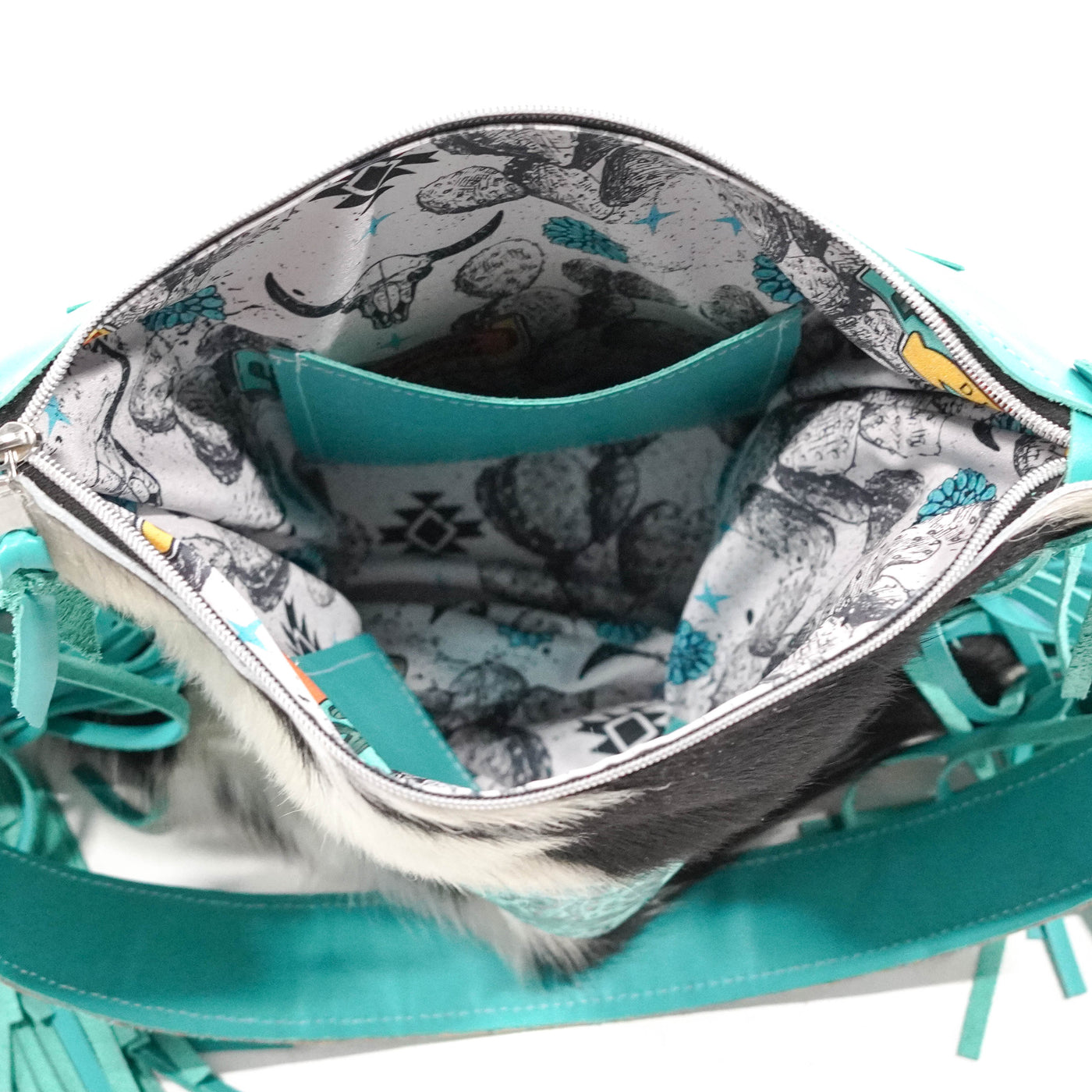 Wynonna - Tricolor w/ Sea Glass Tool-Wynonna-Western-Cowhide-Bags-Handmade-Products-Gifts-Dancing Cactus Designs