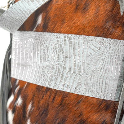 Wynonna - Tricolor w/ Sterling Croc-Wynonna-Western-Cowhide-Bags-Handmade-Products-Gifts-Dancing Cactus Designs