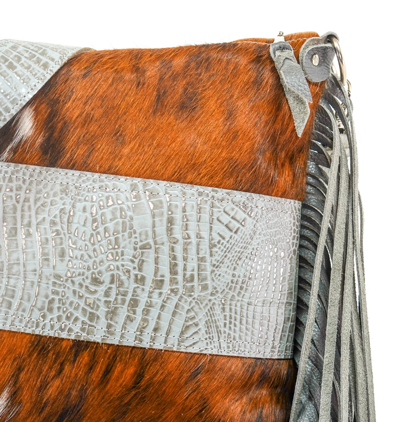 Wynonna - Tricolor w/ Sterling Croc-Wynonna-Western-Cowhide-Bags-Handmade-Products-Gifts-Dancing Cactus Designs