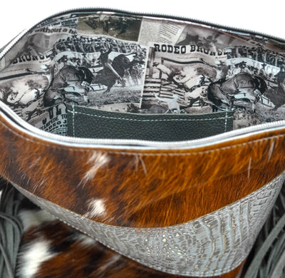 Wynonna - Tricolor w/ Sterling Croc-Wynonna-Western-Cowhide-Bags-Handmade-Products-Gifts-Dancing Cactus Designs