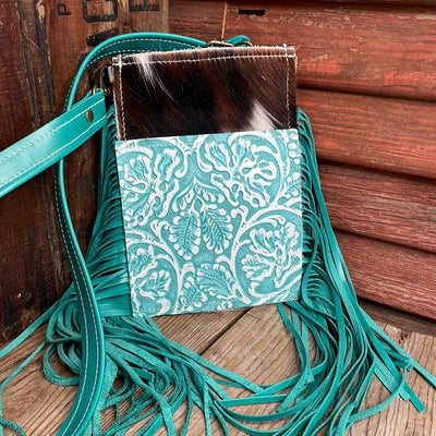 001 Carrie - Tricolor w/ Turquoise Sand Tool-Carrie-Western-Cowhide-Bags-Handmade-Products-Gifts-Dancing Cactus Designs