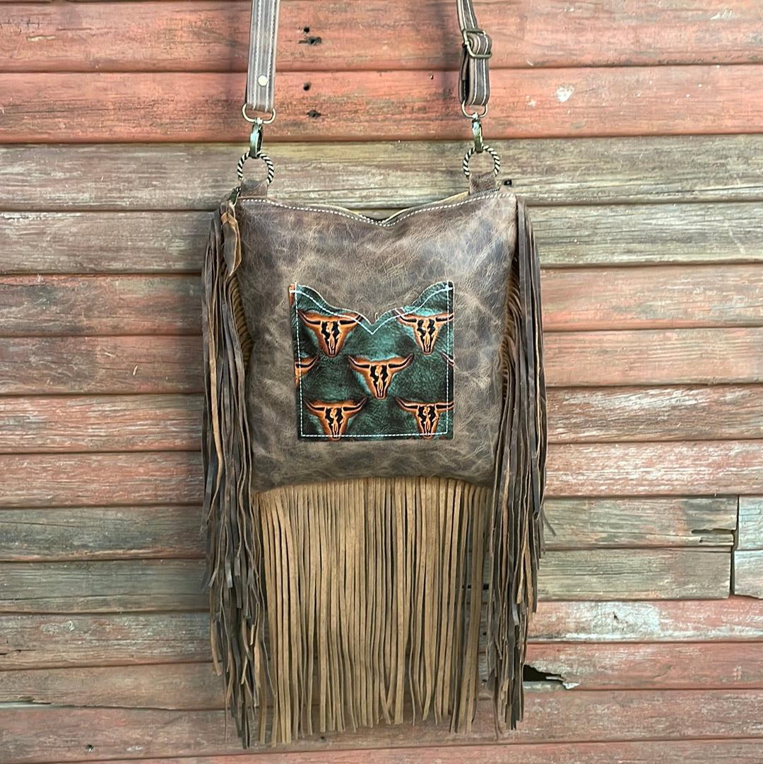 002 Shania - Tricolor w/ Fire Skulls-Shania-Western-Cowhide-Bags-Handmade-Products-Gifts-Dancing Cactus Designs