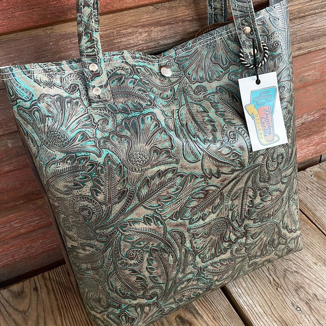 002 Trisha - Blank Slate w/ Turquoise Autumn-Trisha-Western-Cowhide-Bags-Handmade-Products-Gifts-Dancing Cactus Designs