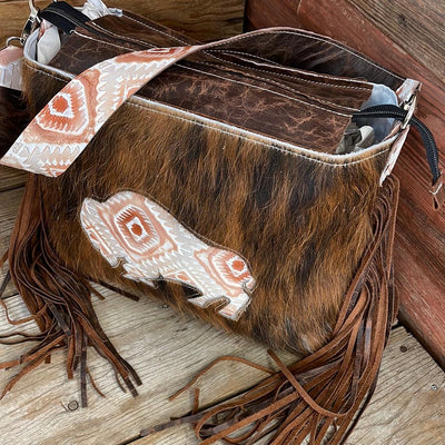 003 Maren - Red Brindle w/ Copper Penny Buffalo Design-Maren-Western-Cowhide-Bags-Handmade-Products-Gifts-Dancing Cactus Designs