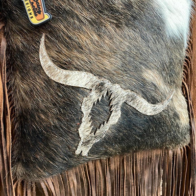 003 Shania - Tricolor w/ Brindle Steer Head-Shania-Western-Cowhide-Bags-Handmade-Products-Gifts-Dancing Cactus Designs