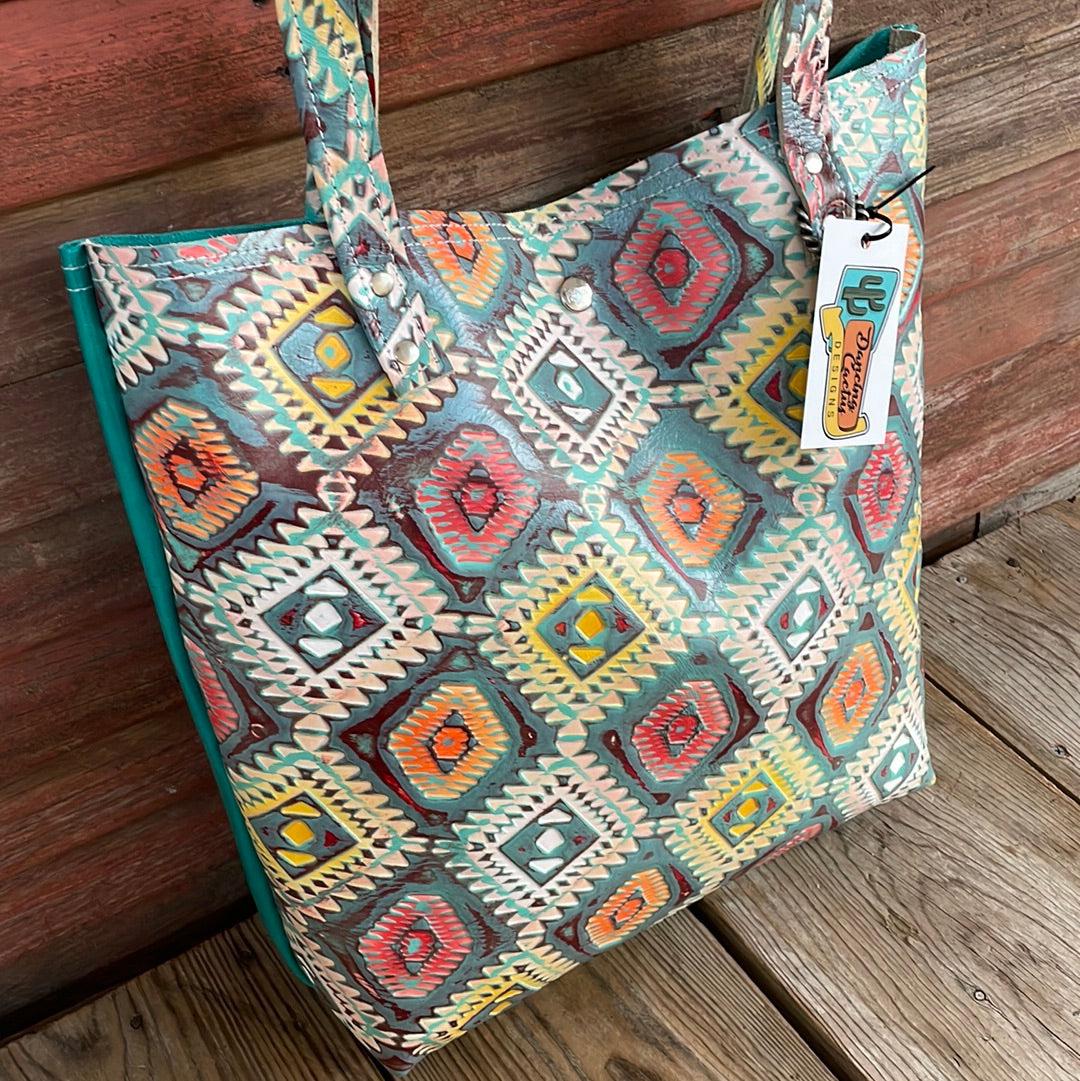 003 Trisha - Blank Slate w/ Rainbow Aztec-Trisha-Western-Cowhide-Bags-Handmade-Products-Gifts-Dancing Cactus Designs