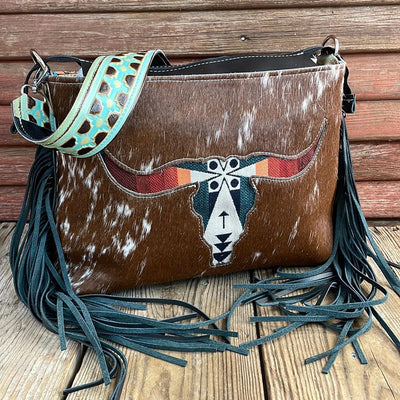 004 Maren - Longhorn w/ Pendleton Skull Design-Maren-Western-Cowhide-Bags-Handmade-Products-Gifts-Dancing Cactus Designs