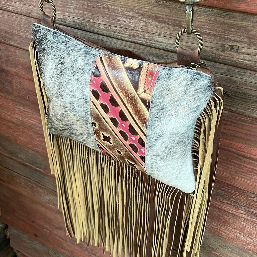 004 Patsy - Grey Brindle w/ Summit Fire-Patsy-Western-Cowhide-Bags-Handmade-Products-Gifts-Dancing Cactus Designs