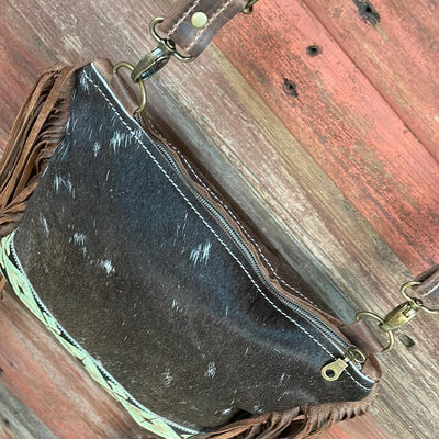 004 Shania - Chocolate & White w/ Sage Navajo-Shania-Western-Cowhide-Bags-Handmade-Products-Gifts-Dancing Cactus Designs