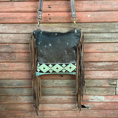004 Shania - Chocolate & White w/ Sage Navajo-Shania-Western-Cowhide-Bags-Handmade-Products-Gifts-Dancing Cactus Designs