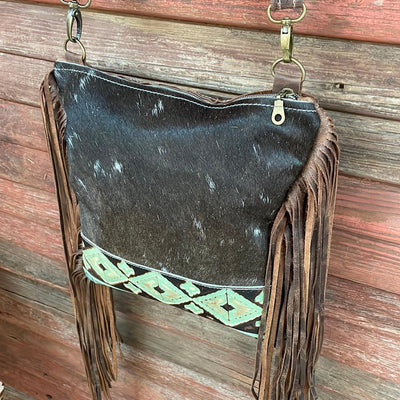 004 Shania - Chocolate & White w/ Sage Navajo-Shania-Western-Cowhide-Bags-Handmade-Products-Gifts-Dancing Cactus Designs