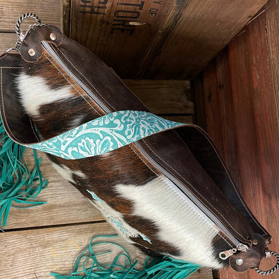 006 Oakley - Tricolor w/ Turquoise Sand Tool Stars & Studs-Oakley-Western-Cowhide-Bags-Handmade-Products-Gifts-Dancing Cactus Designs