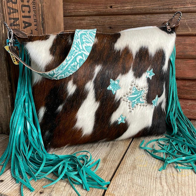 006 Oakley - Tricolor w/ Turquoise Sand Tool Stars & Studs-Oakley-Western-Cowhide-Bags-Handmade-Products-Gifts-Dancing Cactus Designs