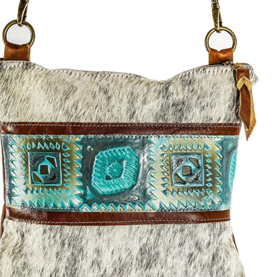006 Shania - Light Grey Brindle w/ Canyon Aztec-Shania-Western-Cowhide-Bags-Handmade-Products-Gifts-Dancing Cactus Designs