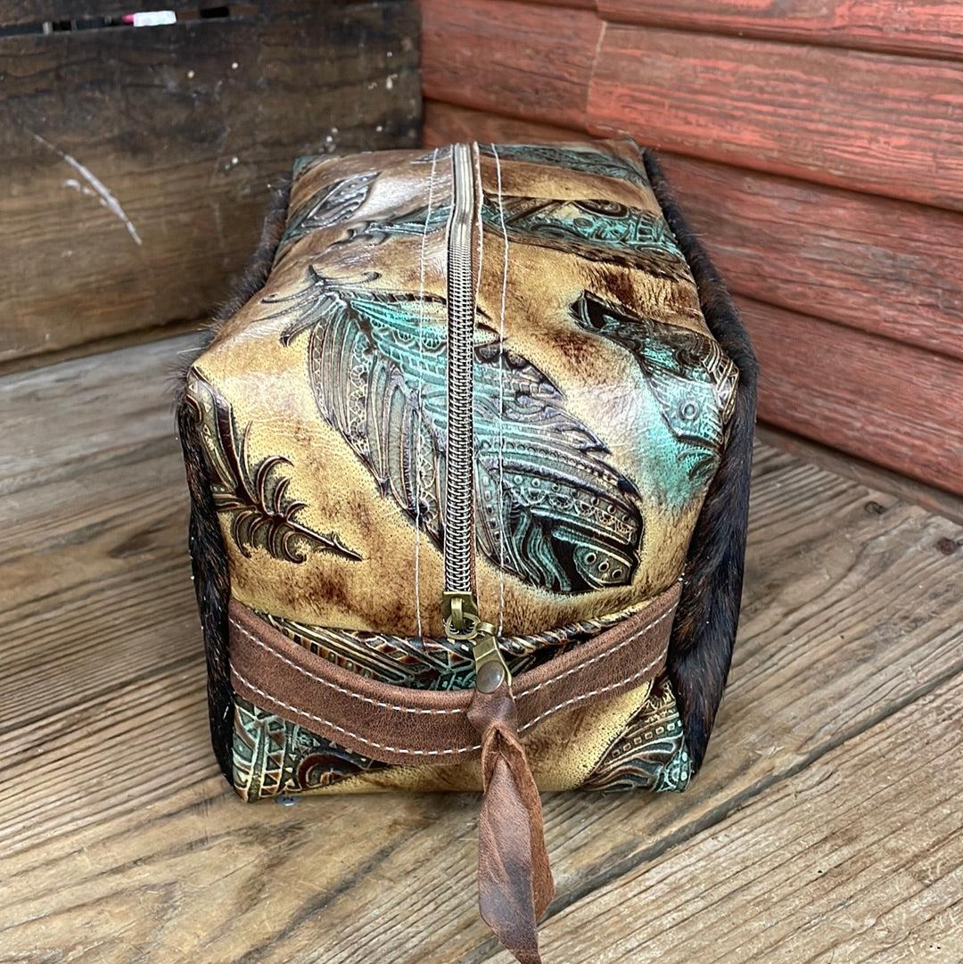 007 Dutton - Dark Brindle w/ Sepia Feathers-Dutton-Western-Cowhide-Bags-Handmade-Products-Gifts-Dancing Cactus Designs