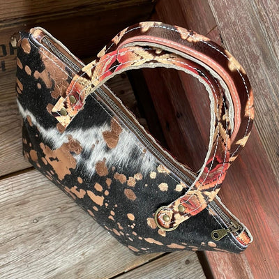 008 Feed Bag - Black & Gold Acid w/ Summit Fire-Feed Bag-Western-Cowhide-Bags-Handmade-Products-Gifts-Dancing Cactus Designs