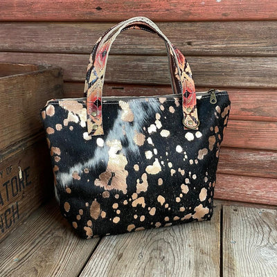 008 Feed Bag - Black & Gold Acid w/ Summit Fire-Feed Bag-Western-Cowhide-Bags-Handmade-Products-Gifts-Dancing Cactus Designs