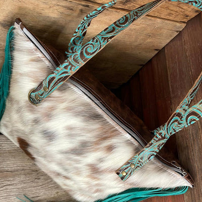 008 June- Tricolor w/ Caracole Tool-June-Western-Cowhide-Bags-Handmade-Products-Gifts-Dancing Cactus Designs