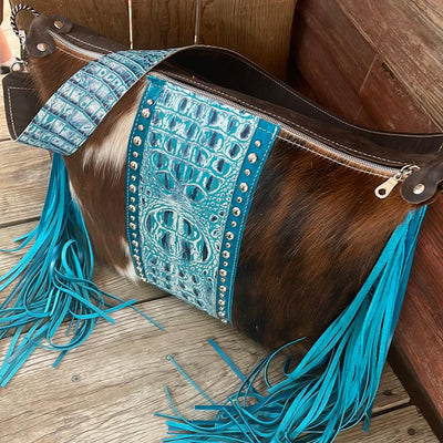 009 Oakley - Tricolor w/ Glacier park Croc w/ Studs-Oakley-Western-Cowhide-Bags-Handmade-Products-Gifts-Dancing Cactus Designs