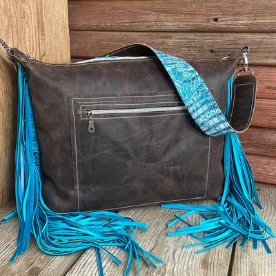 009 Oakley - Tricolor w/ Glacier park Croc w/ Studs-Oakley-Western-Cowhide-Bags-Handmade-Products-Gifts-Dancing Cactus Designs