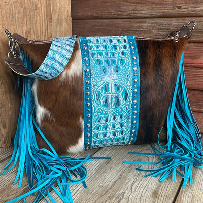 009 Oakley - Tricolor w/ Glacier park Croc w/ Studs-Oakley-Western-Cowhide-Bags-Handmade-Products-Gifts-Dancing Cactus Designs