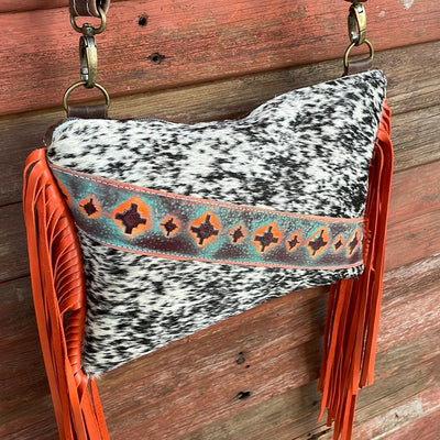 009 Patsy - B&W Speckle w/ Western Sunset-Patsy-Western-Cowhide-Bags-Handmade-Products-Gifts-Dancing Cactus Designs
