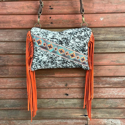 009 Patsy - B&W Speckle w/ Western Sunset-Patsy-Western-Cowhide-Bags-Handmade-Products-Gifts-Dancing Cactus Designs