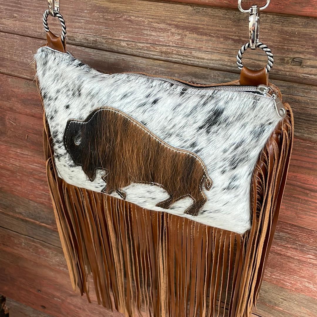009 Patsy - Longhorn w/ Buffalo Design-Patsy-Western-Cowhide-Bags-Handmade-Products-Gifts-Dancing Cactus Designs