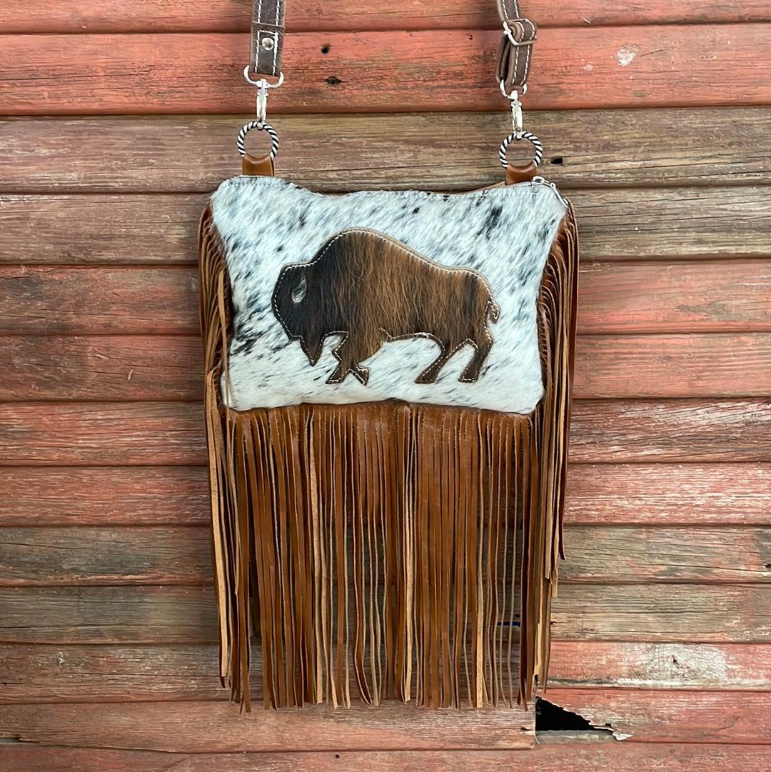 009 Patsy - Longhorn w/ Buffalo Design-Patsy-Western-Cowhide-Bags-Handmade-Products-Gifts-Dancing Cactus Designs