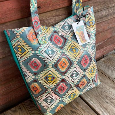 009 Trisha - Blank Slate w/ Rainbow Aztec-Trisha-Western-Cowhide-Bags-Handmade-Products-Gifts-Dancing Cactus Designs