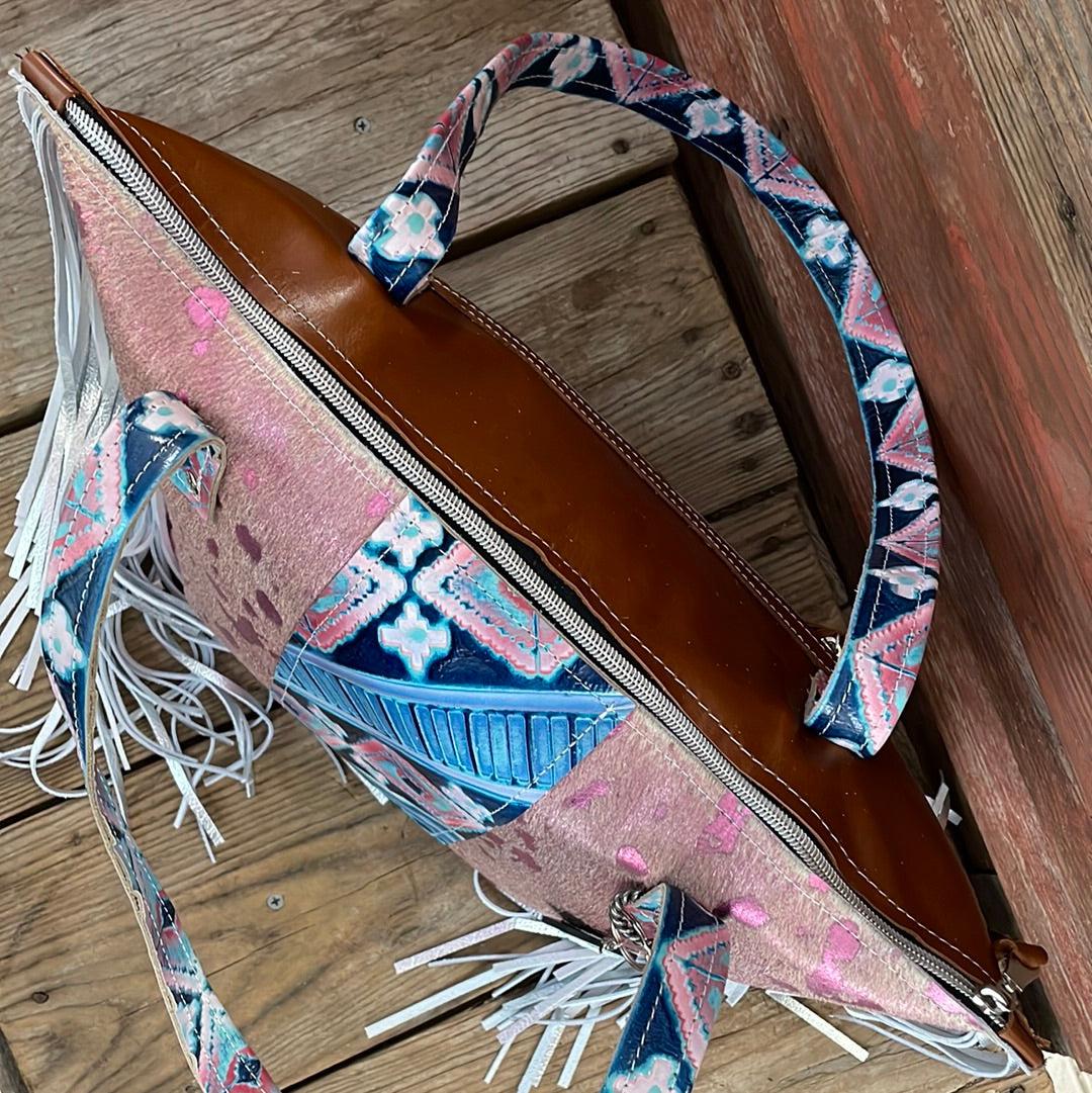 010 June - Pink Acid w/ Tucson Sundown Navajo-June-Western-Cowhide-Bags-Handmade-Products-Gifts-Dancing Cactus Designs