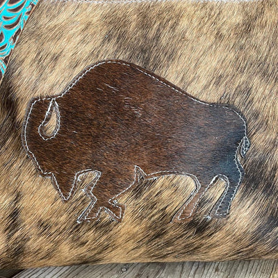 010 Maren - Brindle w/ Buffalo Design-Maren-Western-Cowhide-Bags-Handmade-Products-Gifts-Dancing Cactus Designs