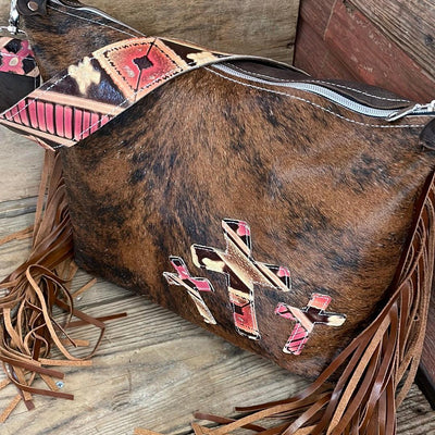 010 Oakley - Red Brindle w/ Summit Fire Crosses-Oakley-Western-Cowhide-Bags-Handmade-Products-Gifts-Dancing Cactus Designs