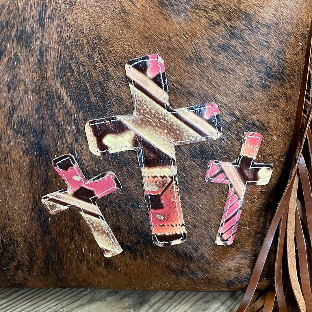 010 Oakley - Red Brindle w/ Summit Fire Crosses-Oakley-Western-Cowhide-Bags-Handmade-Products-Gifts-Dancing Cactus Designs