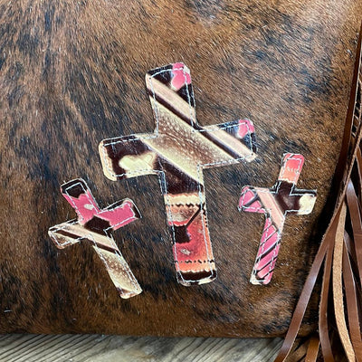 010 Oakley - Red Brindle w/ Summit Fire Crosses-Oakley-Western-Cowhide-Bags-Handmade-Products-Gifts-Dancing Cactus Designs