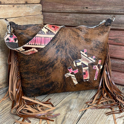 010 Oakley - Red Brindle w/ Summit Fire Crosses-Oakley-Western-Cowhide-Bags-Handmade-Products-Gifts-Dancing Cactus Designs