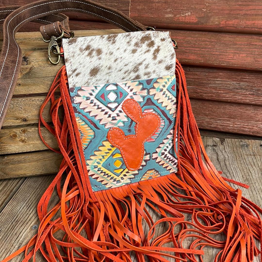 011 Carrie - Longhorn w/ Rainbow Aztec-Carrie-Western-Cowhide-Bags-Handmade-Products-Gifts-Dancing Cactus Designs