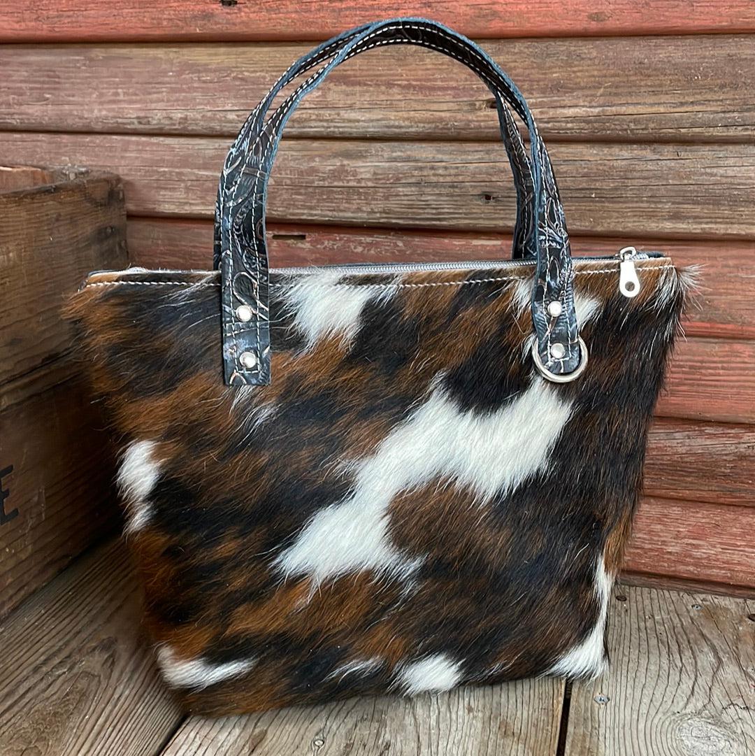 011 Feed Bag - Tricolor w/ Autumn Ash-Feed Bag-Western-Cowhide-Bags-Handmade-Products-Gifts-Dancing Cactus Designs