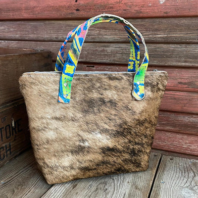 013 Feed Bag - Brindle w/ Neon Trip-Feed Bag-Western-Cowhide-Bags-Handmade-Products-Gifts-Dancing Cactus Designs