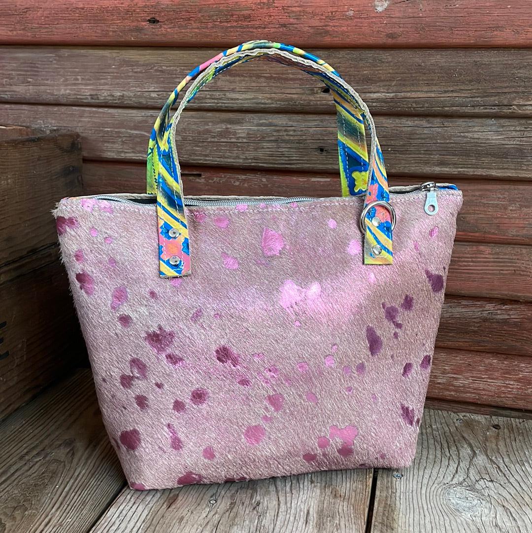 014 Feed Bag - Pink Acid w/ Neon Trip-Feed Bag-Western-Cowhide-Bags-Handmade-Products-Gifts-Dancing Cactus Designs