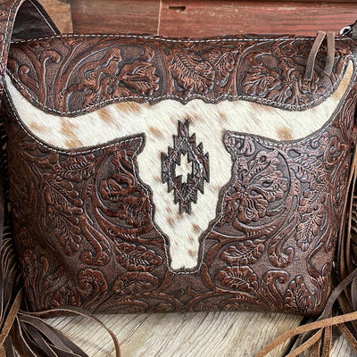 016 Annie - Cowboy Tool w/ Longhorn Skull Design-Annie-Western-Cowhide-Bags-Handmade-Products-Gifts-Dancing Cactus Designs