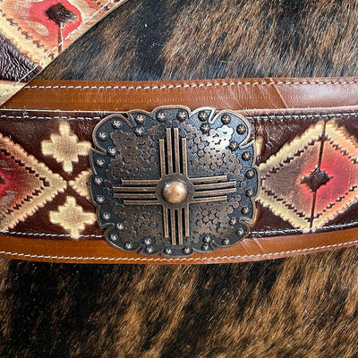 016 Oakley - Red Brindle w/ Summit Fire Navajo w/ Buckle Buckle-Oakley-Western-Cowhide-Bags-Handmade-Products-Gifts-Dancing Cactus Designs