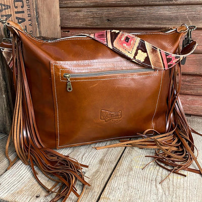 016 Oakley - Red Brindle w/ Summit Fire Navajo w/ Buckle Buckle-Oakley-Western-Cowhide-Bags-Handmade-Products-Gifts-Dancing Cactus Designs