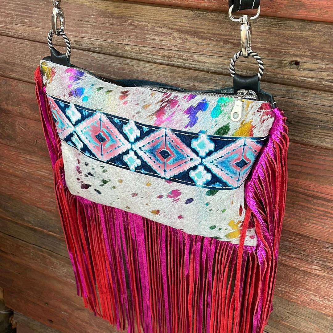 016 Patsy - Rainbow w/ Tucson Sundown-Patsy-Western-Cowhide-Bags-Handmade-Products-Gifts-Dancing Cactus Designs