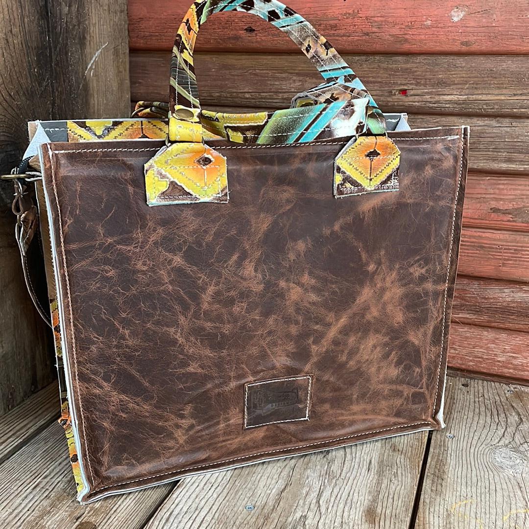 017 Clerk - Palomino w/ Aurora Navajo-Clerk-Western-Cowhide-Bags-Handmade-Products-Gifts-Dancing Cactus Designs