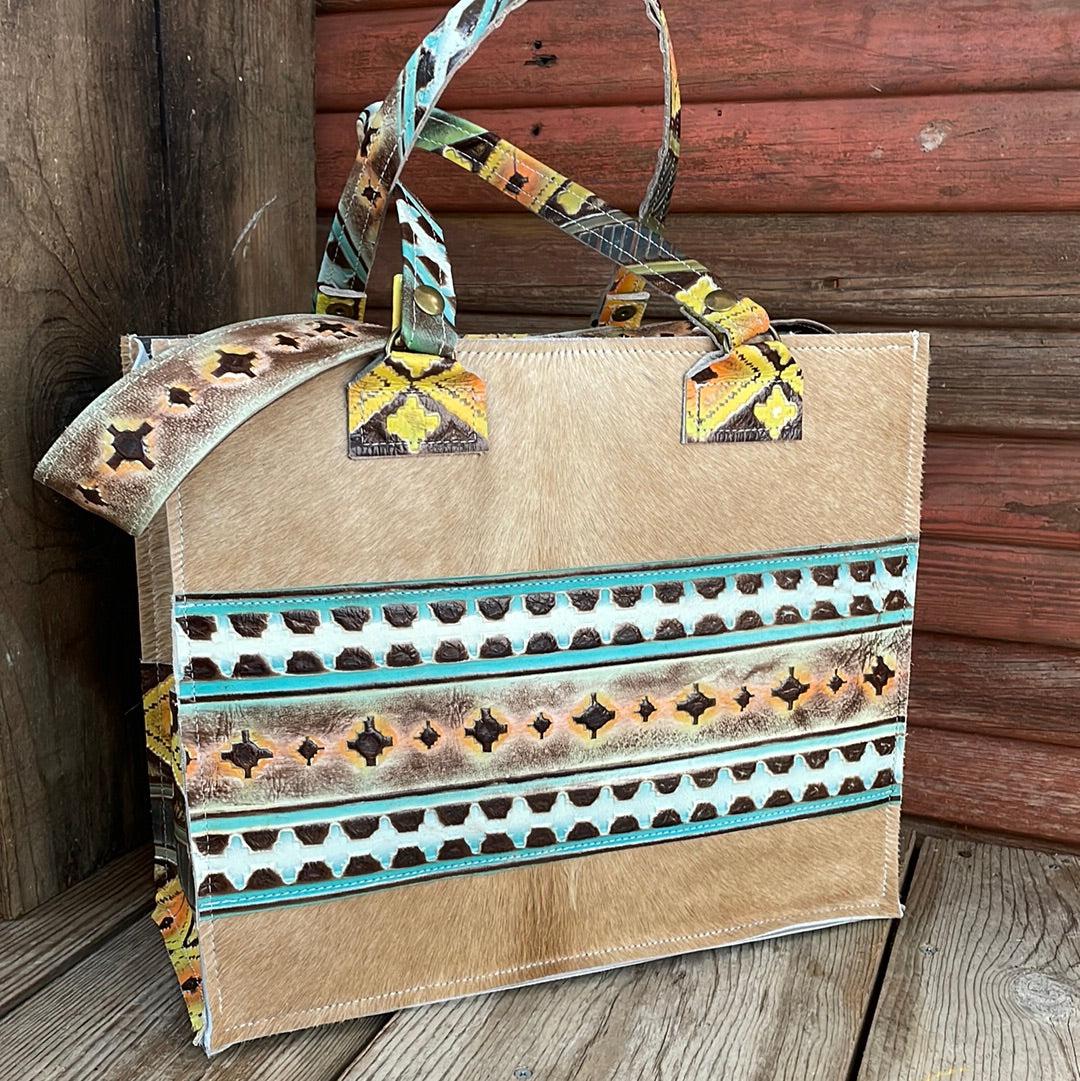017 Clerk - Palomino w/ Aurora Navajo-Clerk-Western-Cowhide-Bags-Handmade-Products-Gifts-Dancing Cactus Designs